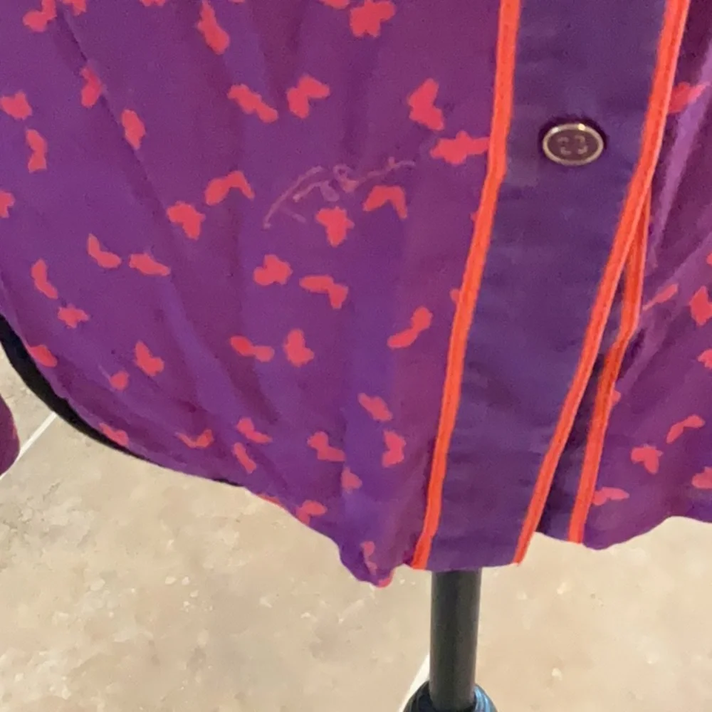 Tory Burch silk button down top, purple/orange, size XS